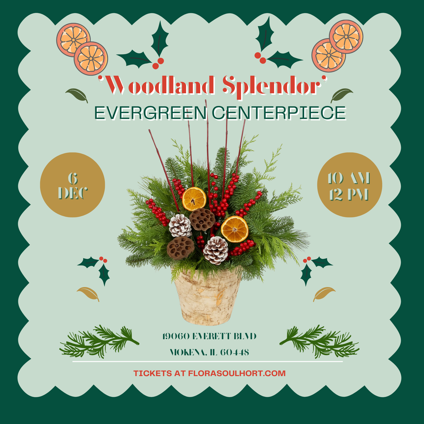 'Woodland Splendor' Fresh Cut Evergreen Centerpiece